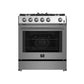 Forno FFSGS111630 Forno Leonardo 30-Inch Stainless Steel Gas Range, 5 Sealed Burners (Totaling 39,500 Btu), 5 Cu.Ft. Convection Oven, Continuous Cast Iron Grates, Black Enamel Interior, Auto Re-Ignition, Lp Conversion Kit Included
