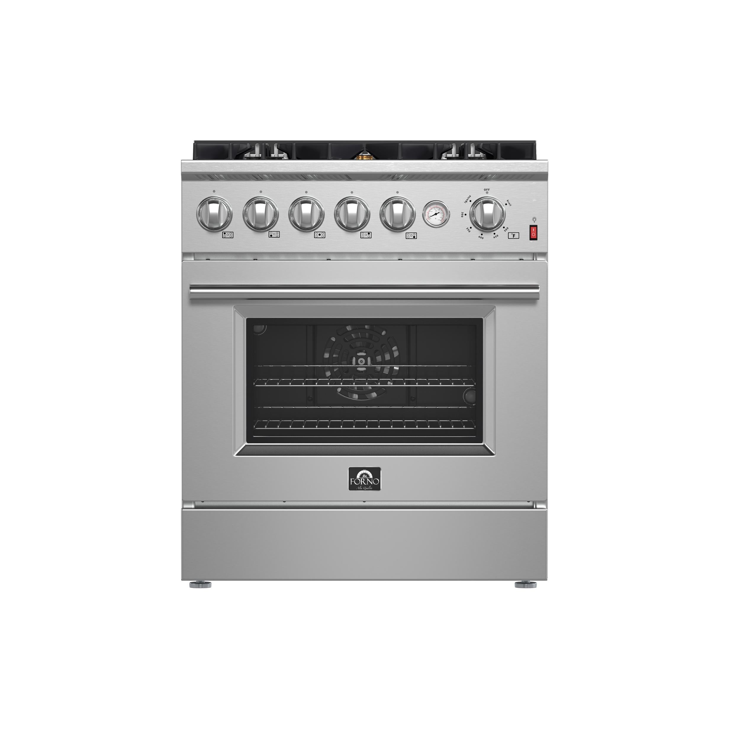 Forno FFSGS627430 Forno Giovanni 30-Inch Gas Range Stainless Steel, 5 Burners 67,000 Btu, 4.32 Cu.Ft. Convection Oven