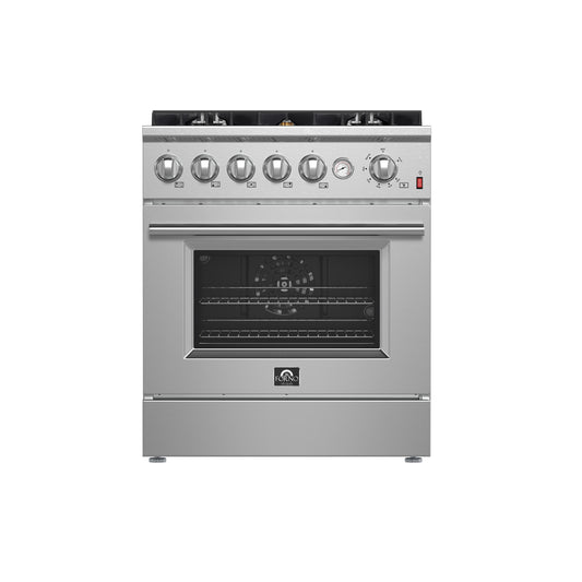 Forno FFSGS627430 Forno Giovanni 30-Inch Gas Range Stainless Steel, 5 Burners 67,000 Btu, 4.32 Cu.Ft. Convection Oven