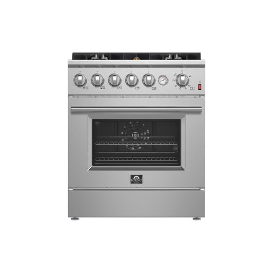 Forno FFSGS627430 Forno Giovanni 30-Inch Gas Range Stainless Steel, 5 Burners 67,000 Btu, 4.32 Cu.Ft. Convection Oven