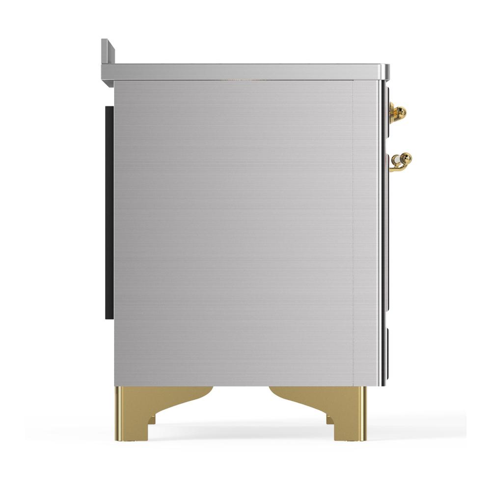 Ilve UMIB48NR3SSG Ilve Umib48Nr3Ssg Majestic Iii 48 Inch Induction Range With 6 Elements, 5.02 Cu. Ft. Total Oven Capacity (Triple Glass Door, Stainless Steel, Brass)