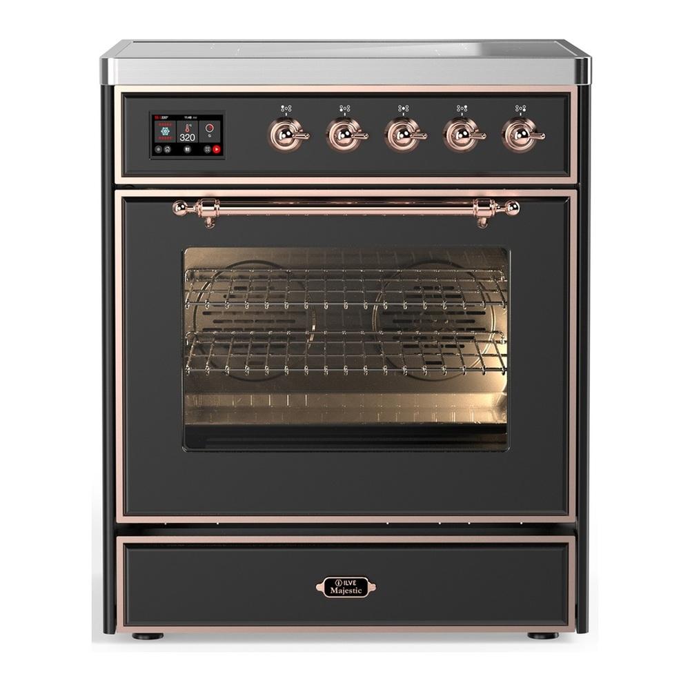 Ilve UMIB30NR3MGP Ilve Umib30Nr3Mgp Majestic Iii 30 Inch Induction Range With 4 Elements, 4 Cu. Ft. Oven Capacity (Triple Glass Door, Graphite Matte, Copper)