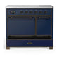 Ilve UMDIB40QNR3MBB Ilve Umdib40Qnr3Mbb Majestic Iii 40 Inch Induction Range With 6 Elements, 3.82 Cu. Ft. Total Oven Capacity (Solid Door, Midnight Blue, Burnished)