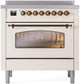 Ilve UPI366NMPAWB Nostalgie Ii 36 Inch Electric Freestanding Range In Antique White With Bronze Trim