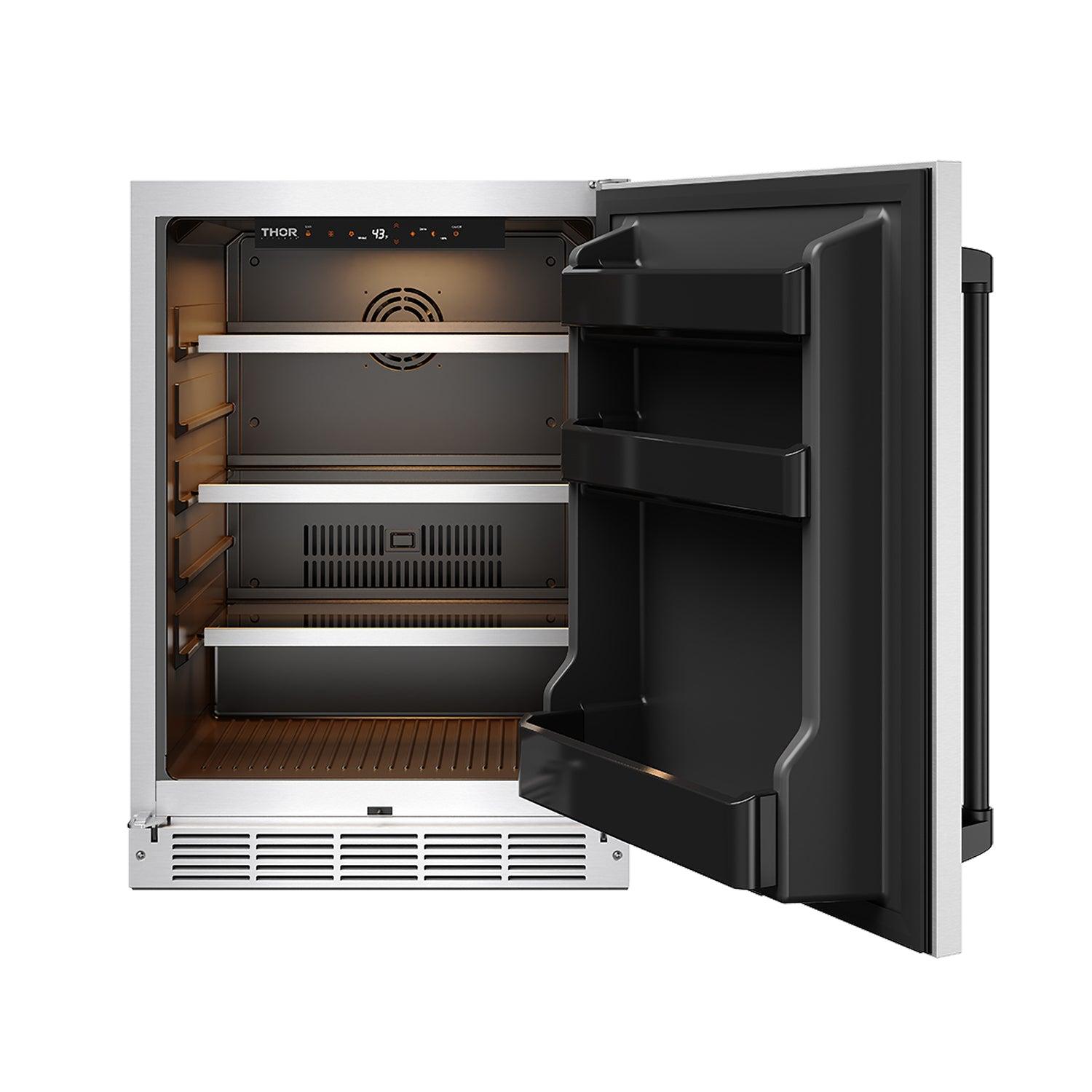 Thor Kitchen RBC24SSDBLK Gordon Ramsay Collection 24 Inch Outdoor Undercounter Beverage Cooler In Stainless Steel/Black