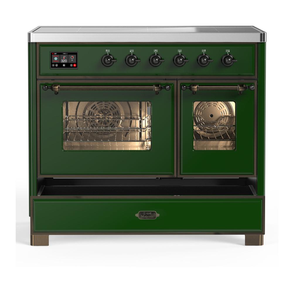 Ilve UMDIB40NR3EGB Ilve Umdib40Nr3Egb Majestic Iii 40 Inch Induction Range With 6 Elements, 3.82 Cu. Ft. Total Oven Capacity (Triple Glass Door, Emerald Green, Burnished)