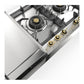 Ilve UHCPT125FNSSGLP Ilve Uhcpt125Fnssglp Nostalgie Ii 48 Inch Built-In Gas Cooktop With Total Black Brass Burners, In Stainless Steel (6 Sealed Burners + Left Griddle, Liquid Propane, Brass)