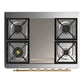 Ilve UM36FQNR3BKGLP Ilve Um36Fqnr3Bkglp Majestic Iii 36 Inch Dual Fuel Range With 6 Black Brass Burners And Griddle, Dual Function Burner Up To 25,000 Btu (Solid Door, Glossy Black, Brass, Liquid Propane)