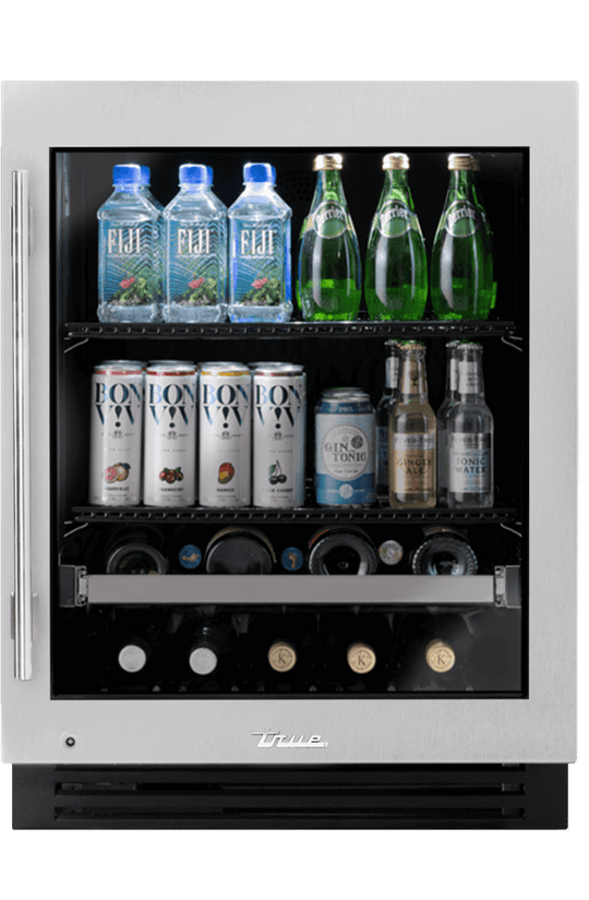 True Residential TUBADA24RGAS 24 Inch Stainless Glass Door Right Hinge Ada Height Undercounter Beverage Center