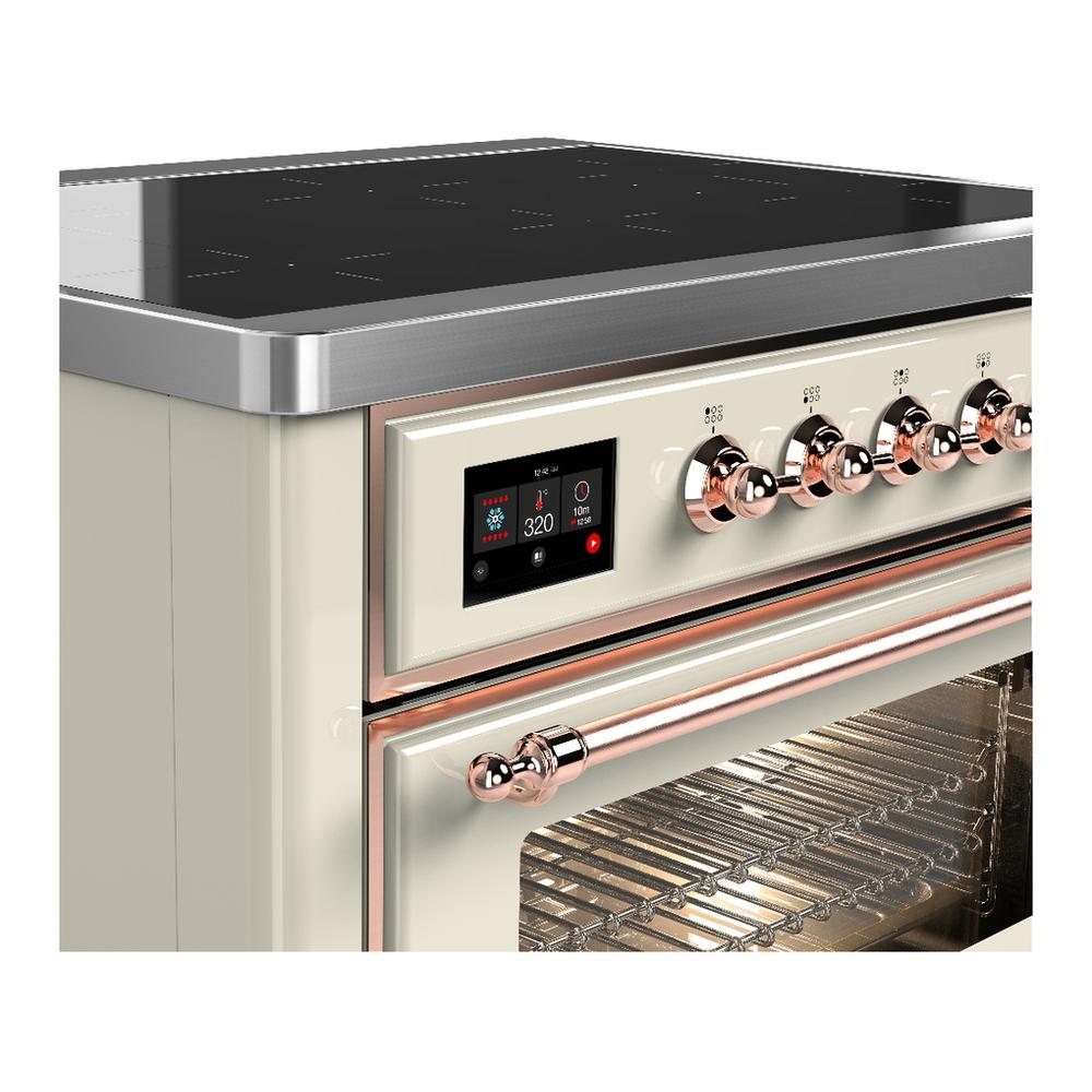 Ilve UMIB36NR3AWP Ilve Umib36Nr3Awp Majestic Iii 36 Inch Induction Range With 6 Elements, 3.5 Cu. Ft. Total Oven Capacity (Triple Glass Door, Antique White, Copper)