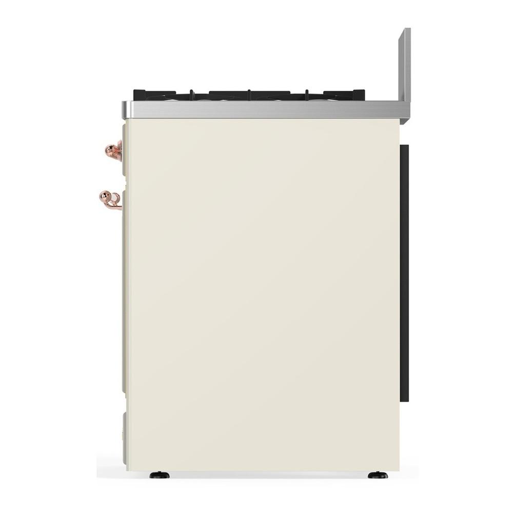 Ilve UM30QNR3AWP Ilve Um30Qnr3Awp Majestic Iii 30 Inch Dual Fuel Range With 5 Black Brass Burners, Dual Function Burner Up To 25,000 Btu (Natural Gas, Solid Door, Antique White, Copper)