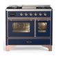 Ilve UMD40FNR3MBPLP Ilve Umd40Fnr3Mbplp Majestic Iii 40 Inch Dual Fuel Range With 6 Burners And Griddle, Dual Function Burner Up To 25,000 Btu (Liquid Propane, Triple Glass Door, Midnight Blue, Copper)