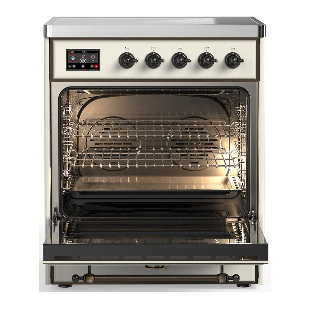 Ilve UMIB30NR3AWB Ilve Umib30Nr3Awb Majestic Iii 30 Inch Induction Range With 4 Elements, 4 Cu. Ft. Oven Capacity (Triple Glass Door, Antique White, Burnished)