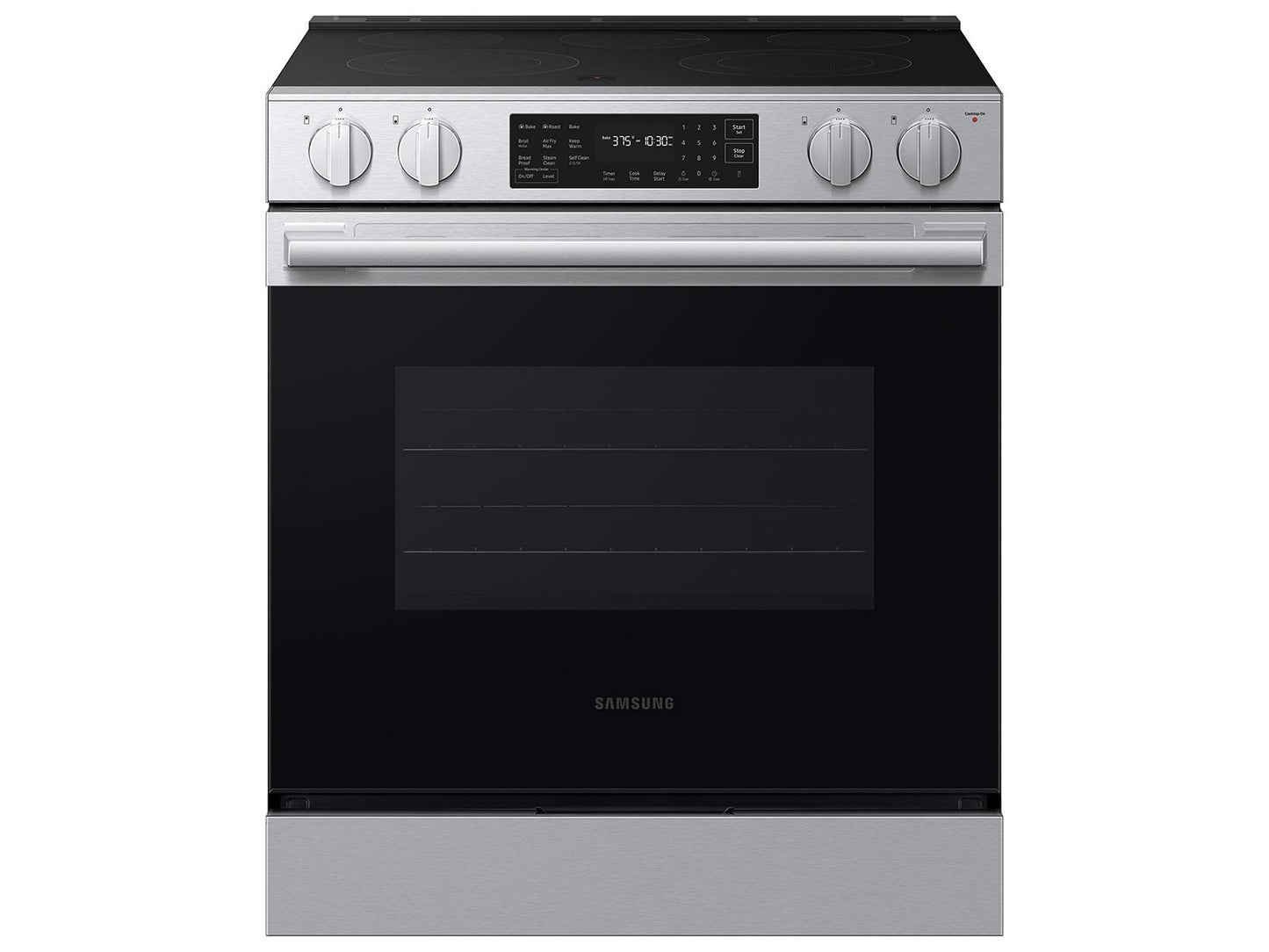 Samsung F1772136664036 Bespoke Kitchen Package With Ai 3-Door French Door Fridge, Slide-In Electric Range, Smart Dishwasher & Over-The-Range Microwave In Stainless Steel