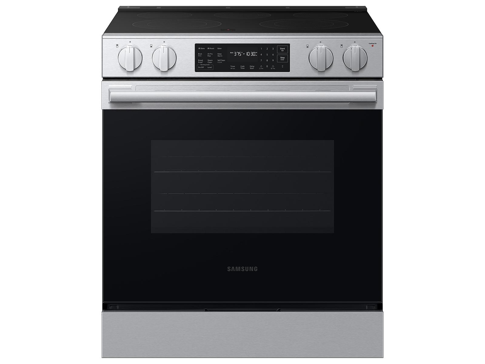 Samsung F1772136664036 Bespoke Kitchen Package With Ai 3-Door French Door Fridge, Slide-In Electric Range, Smart Dishwasher & Over-The-Range Microwave In Stainless Steel