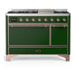 Ilve UM48FQNR3EGPLP Ilve Um48Fqnr3Egplp Majestic Iii 48 Inch Dual Fuel Range With 8 Burners And Griddle, Dual Function Burner Up To 25,000 Btu (Liquid Propane, Solid Door, Emerald Green, Copper)