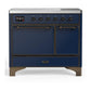Ilve UMDIB40QNR3MBB Ilve Umdib40Qnr3Mbb Majestic Iii 40 Inch Induction Range With 6 Elements, 3.82 Cu. Ft. Total Oven Capacity (Solid Door, Midnight Blue, Burnished)