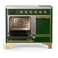 Ilve UMDIB40QNR3EGG Ilve Umdib40Qnr3Egg Majestic Iii 40 Inch Induction Range With 6 Elements, 3.82 Cu. Ft. Total Oven Capacity (Solid Door, Emerald Green, Brass)