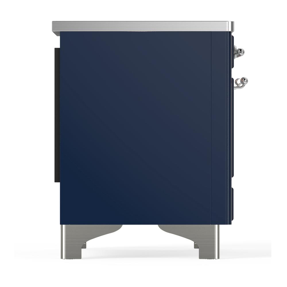 Ilve UMIB36QNR3MBC Ilve Umib36Qnr3Mbc Majestic Iii 36 Inch Induction Range With 6 Elements, 3.5 Cu. Ft. Total Oven Capacity (Solid Door, Midnight Blue, Chrome)
