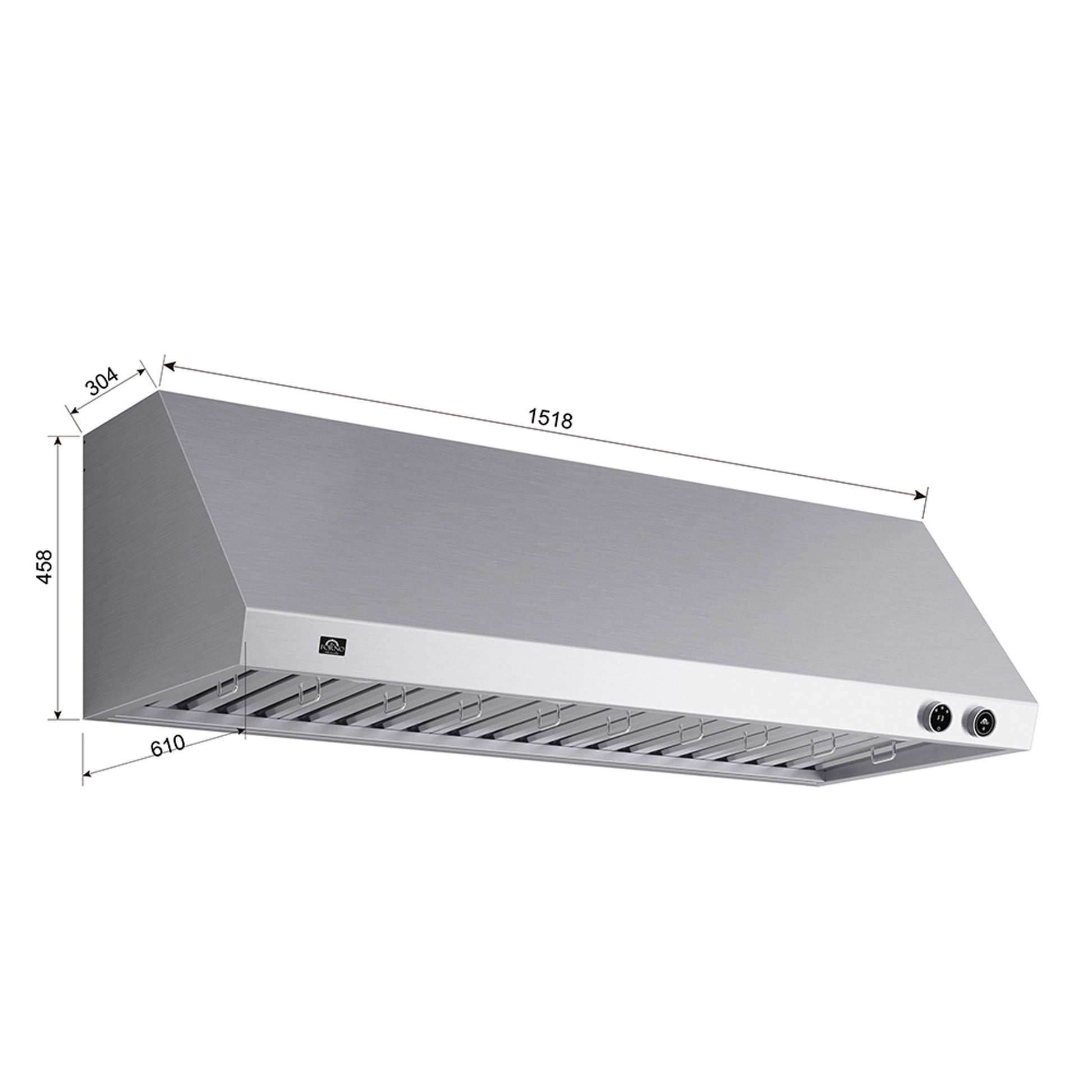 Forno FRHWM500960 Forno Biagio 60-Inch Wall Mounted Range Hood, Stainless Steel, Heavy Duty