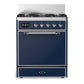 Ilve UM30QNR3MBC Ilve Um30Qnr3Mbc Majestic Iii 30 Inch Dual Fuel Range With 5 Black Brass Burners, Dual Function Burner Up To 25,000 Btu (Natural Gas, Solid Door, Midnight Blue, Chrome)