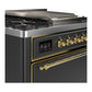 Ilve UM36FQNR3MGGLP Ilve Um36Fqnr3Mgglp Majestic Iii 36 Inch Dual Fuel Range With 6 Black Brass Burners And Griddle, Dual Function Burner Up To 25,000 Btu (Solid Door, Graphite Matte, Brass, Liquid Propane)