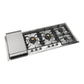 Ilve UHCPT125FNSSC Ilve Uhcpt125Fnssc Nostalgie Ii 48 Inch Built-In Gas Cooktop With Total Black Brass Burners, In Stainless Steel (6 Sealed Burners + Left Griddle, Natural Gas, Chrome)