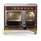Ilve UMDIB40QNR3BUG Ilve Umdib40Qnr3Bug Majestic Iii 40 Inch Induction Range With 6 Elements, 3.82 Cu. Ft. Total Oven Capacity (Solid Door, Burgundy, Brass)