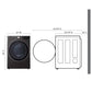 Lg DLHC4002B 7.4 Cu. Ft. Ultra Large Capacity Heat Pump Ventless Dryer, Wi-Fi Connectivity Black Steel