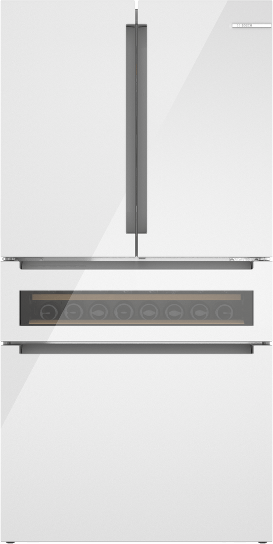 Bosch B36CL84ENW 800 Series, French Door Bottom Mount Refrigerator, Glass Door, 36'', White, Total No Frost