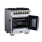 Forno FFSGS638730WHT Forno Capriasca 30-Inch Freestanding French Door Dual Fuel Range In White With Antique Brass Accessories, 5 Burners, True Convection Oven