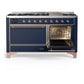 Ilve UM60FQNR3MBP Ilve Um60Fqnr3Mbp Majestic Iii 60 Inch Dual Fuel Range With 9 Burners And Griddle, Dual Function Burner Up To 25,000 Btu (Natural Gas, Solid Door, Midnight Blue, Copper)