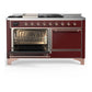 Ilve UM60FSQNR3BUPLP Ilve Um60Fsqnr3Buplp Majestic Iii 60 Inch Dual Fuel Range With 7 Burners, Griddle And French Top, Dual Function Burner With Up To 25,000 Btu (Liquid Propane, Solid Door, Burgundy, Copper)