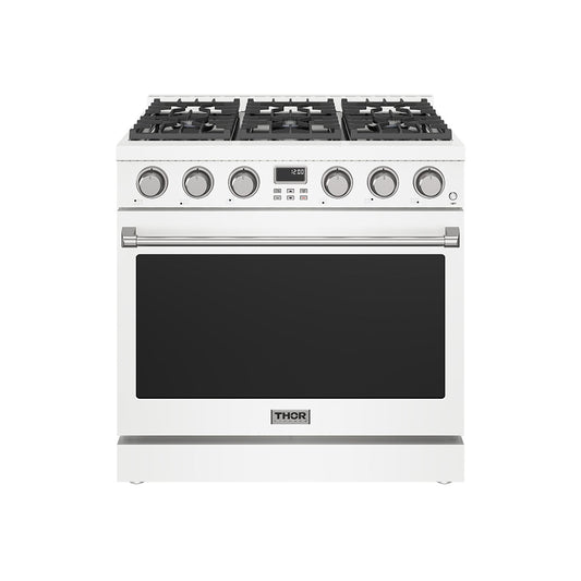 Thor Kitchen ARG36W 36 Inch Gas Range In White - Contemporary Professional