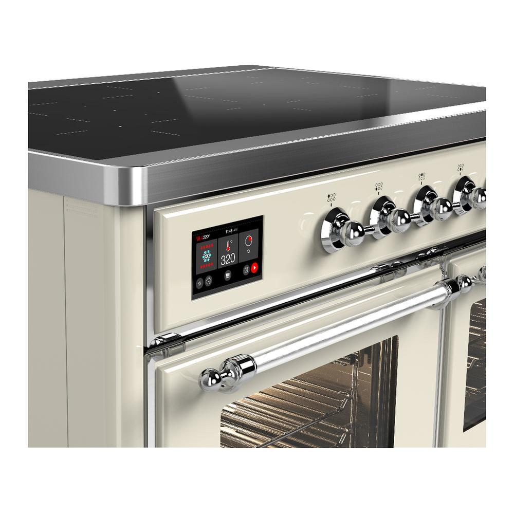 Ilve UMDIB40NR3AWC Ilve Umdib40Nr3Awc Majestic Iii 40 Inch Induction Range With 6 Elements, 3.82 Cu. Ft. Total Oven Capacity (Triple Glass Door, Antique White, Chrome)