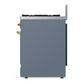 Ilve UM30NR3BGG Ilve Um30Nr3Bgg Majestic Iii 30 Inch Dual Fuel Range With 5 Black Brass Burners, Dual Function Burner Up To 25,000 Btu (Natural Gas, Triple Glass Door, Blue Grey, Brass)