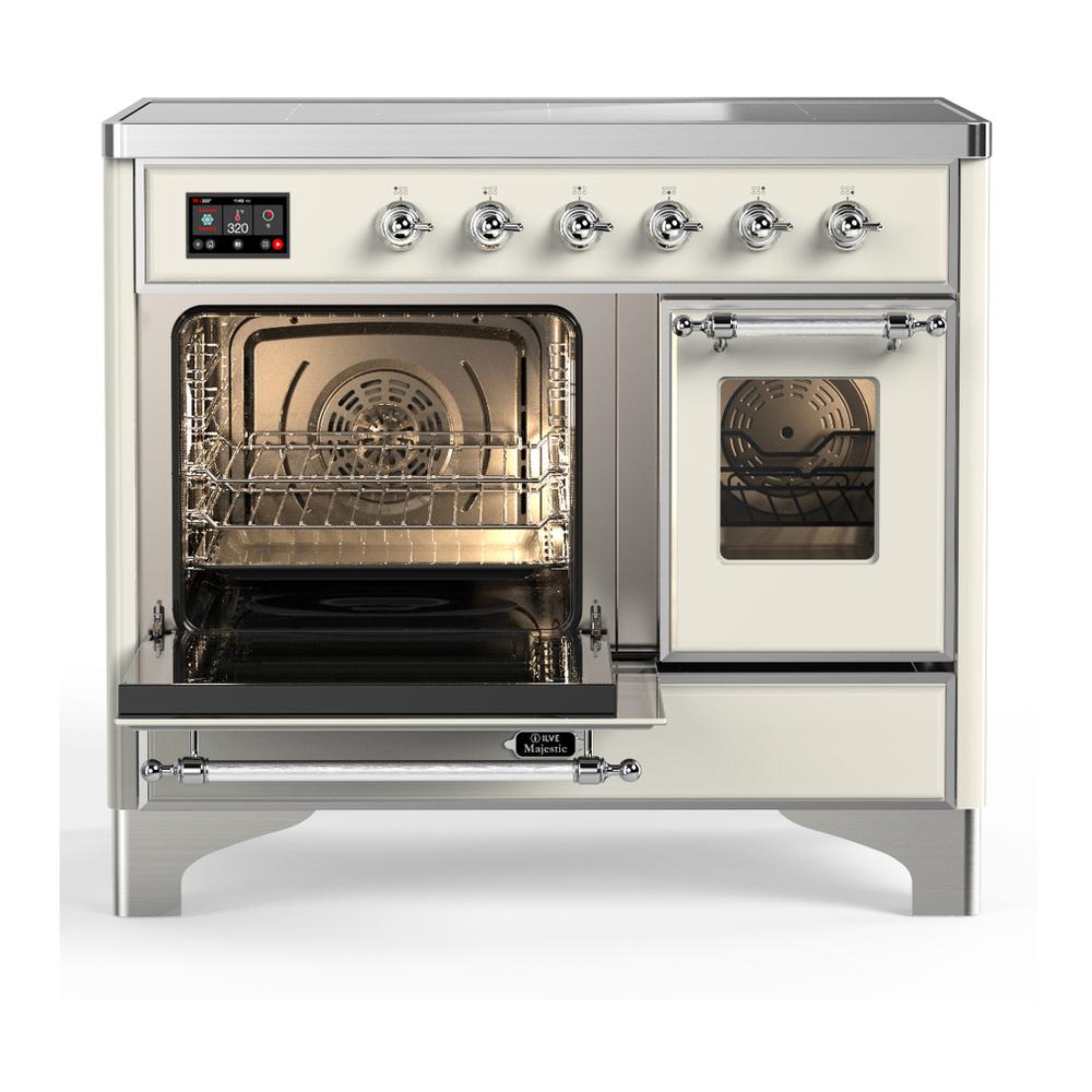 Ilve UMDIB40NR3AWC Ilve Umdib40Nr3Awc Majestic Iii 40 Inch Induction Range With 6 Elements, 3.82 Cu. Ft. Total Oven Capacity (Triple Glass Door, Antique White, Chrome)