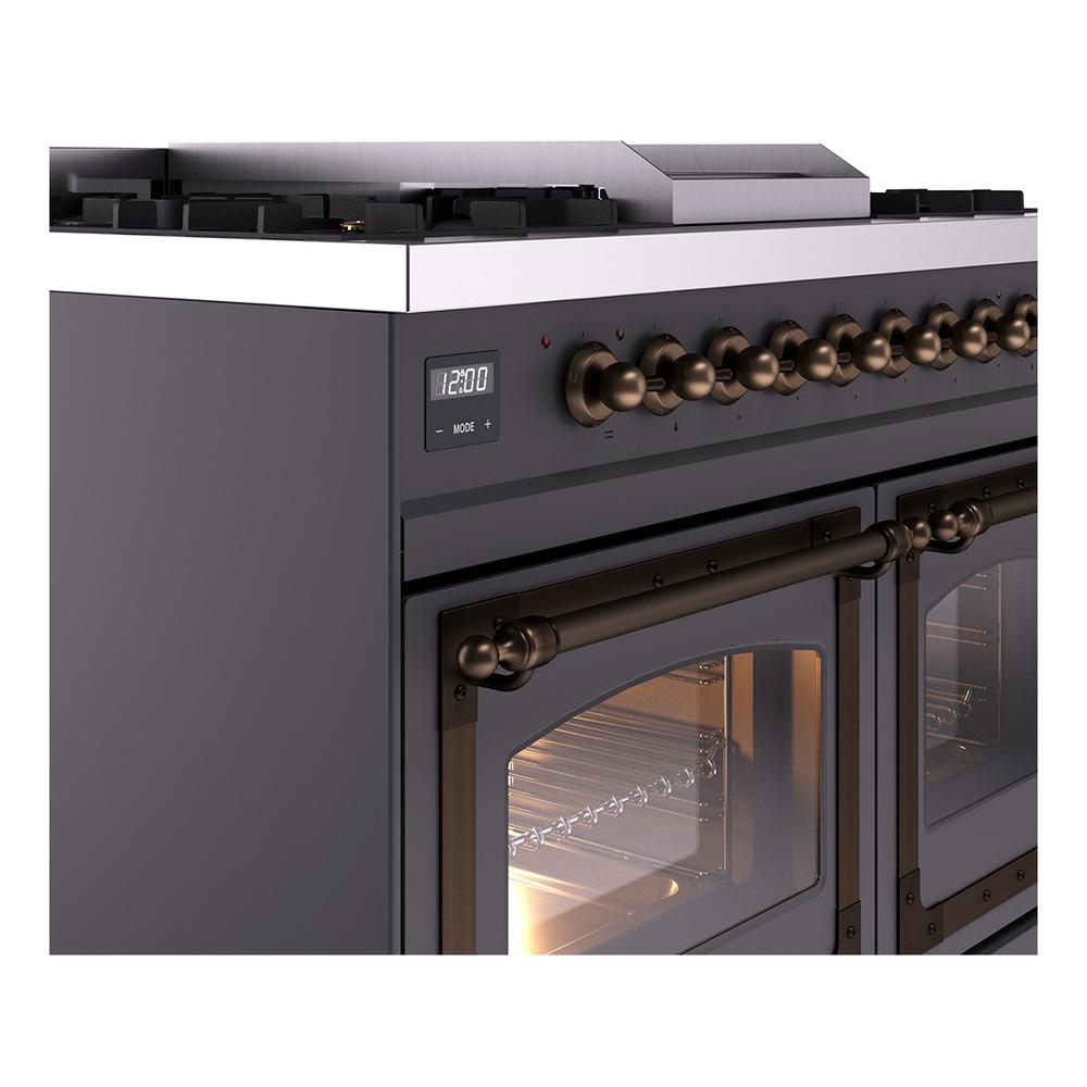 Ilve UND40FNMPMGBLP Ilve Und40Fnmpmgblp Nostalgie Ii Noblesse 40" Dual Fuel Range (Liquid Propane, Triple Glass Door, Graphite Matte, Burnished)