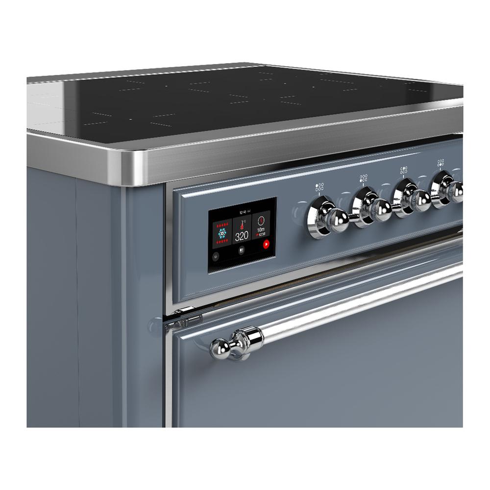 Ilve UMIB36QNR3BGC Ilve Umib36Qnr3Bgc Majestic Iii 36 Inch Induction Range With 6 Elements, 3.5 Cu. Ft. Total Oven Capacity (Solid Door, Blue Grey, Chrome)