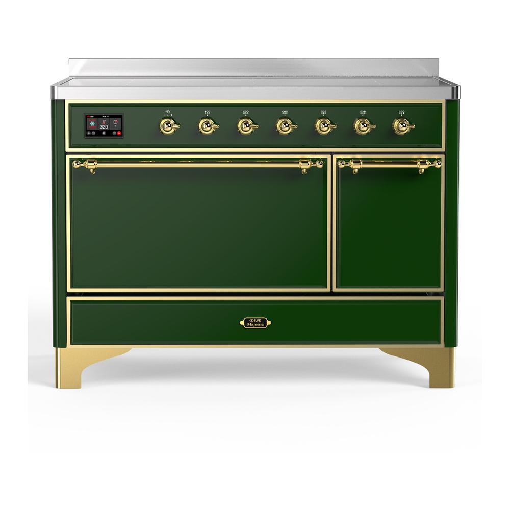 Ilve UMIB48QNR3EGG Ilve Umib48Qnr3Egg Majestic Iii 48 Inch Induction Range With 6 Elements, 5.02 Cu. Ft. Total Oven Capacity (Solid Door, Emerald Green, Brass)