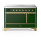 Ilve UMIB48QNR3EGG Ilve Umib48Qnr3Egg Majestic Iii 48 Inch Induction Range With 6 Elements, 5.02 Cu. Ft. Total Oven Capacity (Solid Door, Emerald Green, Brass)