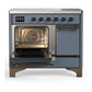 Ilve UMDIB40QNR3BGB Ilve Umdib40Qnr3Bgb Majestic Iii 40 Inch Induction Range With 6 Elements, 3.82 Cu. Ft. Total Oven Capacity (Solid Door, Blue Grey, Burnished)