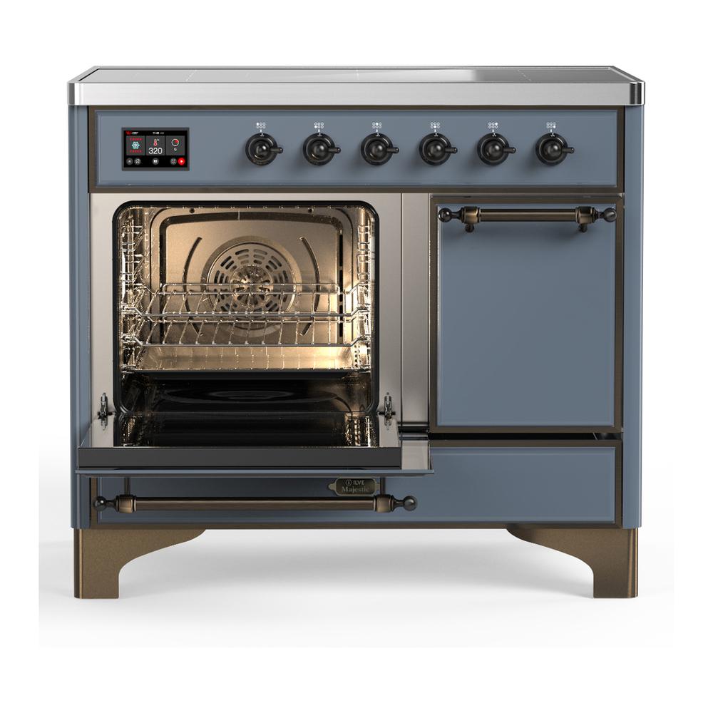 Ilve UMDIB40QNR3BGB Ilve Umdib40Qnr3Bgb Majestic Iii 40 Inch Induction Range With 6 Elements, 3.82 Cu. Ft. Total Oven Capacity (Solid Door, Blue Grey, Burnished)