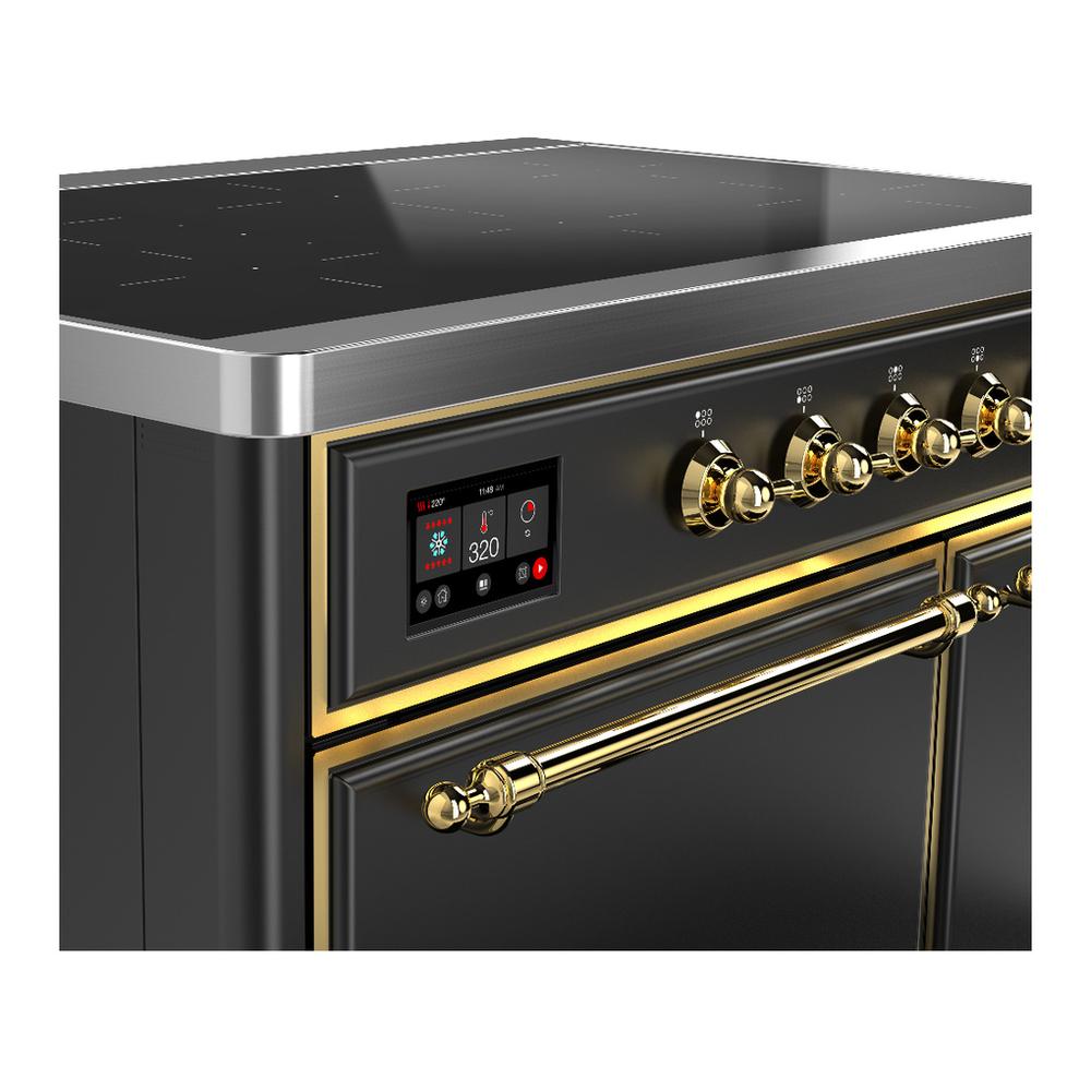 Ilve UMDIB40QNR3MGG Ilve Umdib40Qnr3Mgg Majestic Iii 40 Inch Induction Range With 6 Elements, 3.82 Cu. Ft. Total Oven Capacity (Solid Door, Graphite Matte, Brass)
