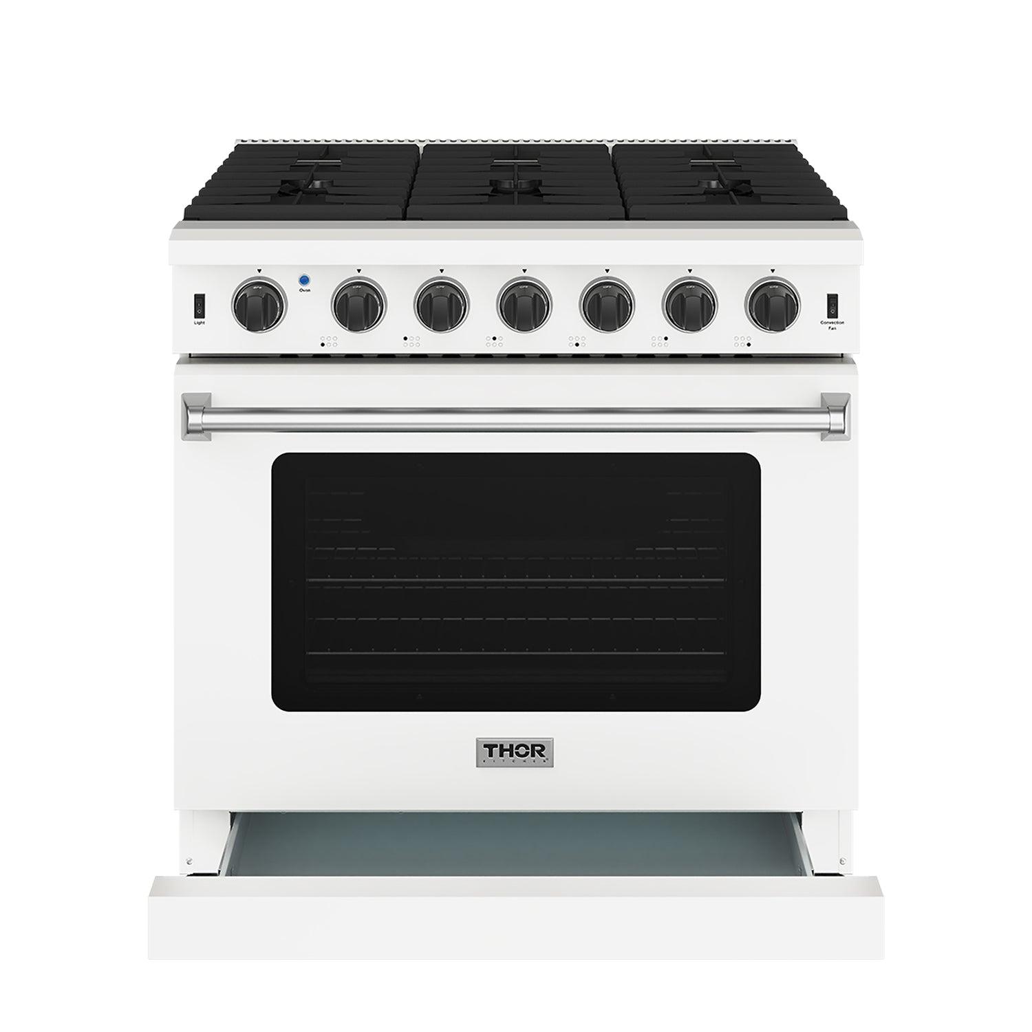 Thor Kitchen LRG3601UW 36 Inch Professional Gas Range In White
