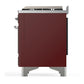 Ilve UM60FQNR3BUC Ilve Um60Fqnr3Buc Majestic Iii 60 Inch Dual Fuel Range With 9 Burners And Griddle, Dual Function Burner Up To 25,000 Btu (Natural Gas, Solid Door, Burgundy, Chrome)