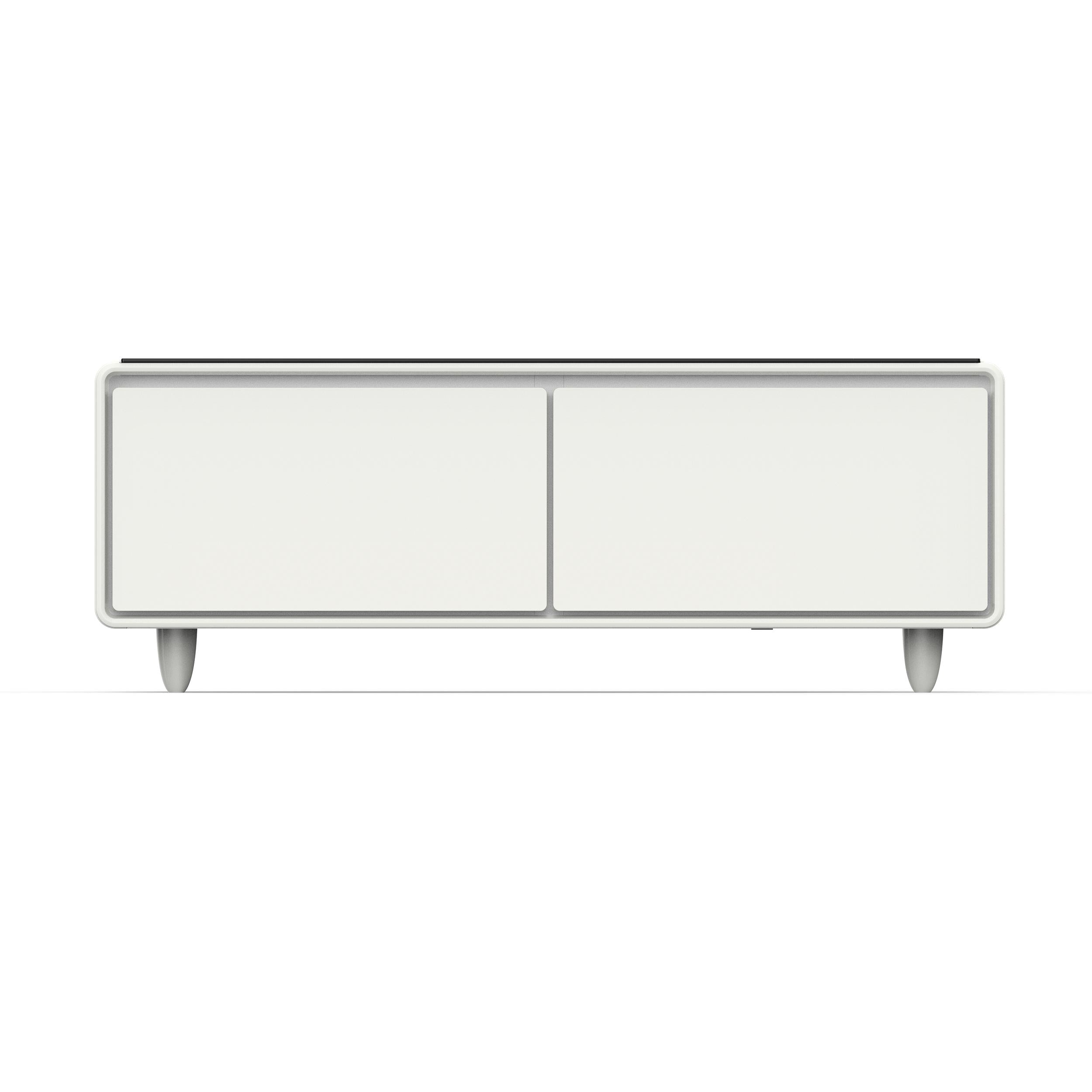 Forno FCTFR700651WHT Forno Evoluto Tavolo 51-Inch White Smart Coffee Table - Dual Refrigerator Drawers, Bluetooth 5.0 Audio, Wireless Charging & Rgb Ambient Light