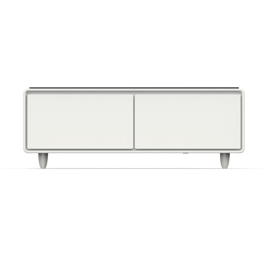 Forno FCTFR700651WHT Forno Evoluto Tavolo 51-Inch White Smart Coffee Table - Dual Refrigerator Drawers, Bluetooth 5.0 Audio, Wireless Charging & Rgb Ambient Light