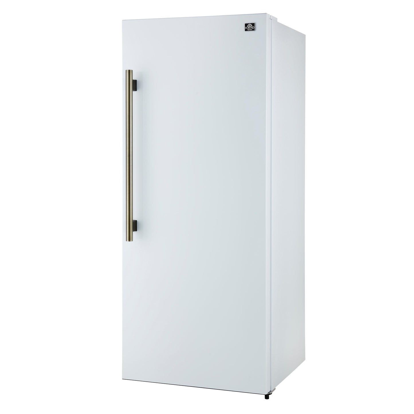 Forno FFFFD172228WHTRS Forno Maderno 28-Inch Convertible Freezer/Refrigerator In White With Antique Brass Handle, 13.6 Cu.Ft. Right Swing