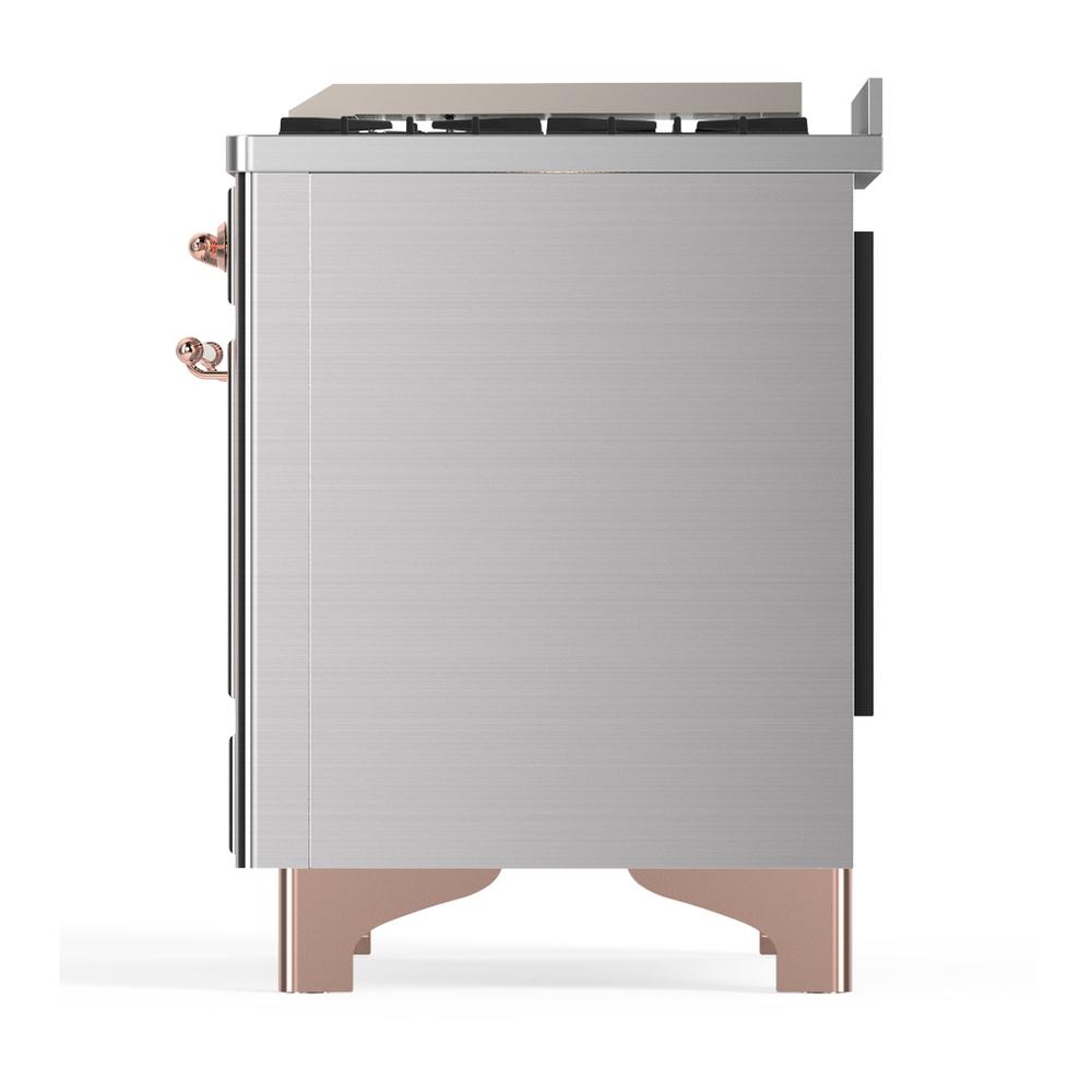 Ilve UM36FQNR3SSP Ilve Um36Fqnr3Ssp Majestic Iii 36 Inch Dual Fuel Range With 6 Black Brass Burners And Griddle, Dual Function Burner Up To 25,000 Btu (Solid Door, Stainless Steel, Copper, Natural Gas)